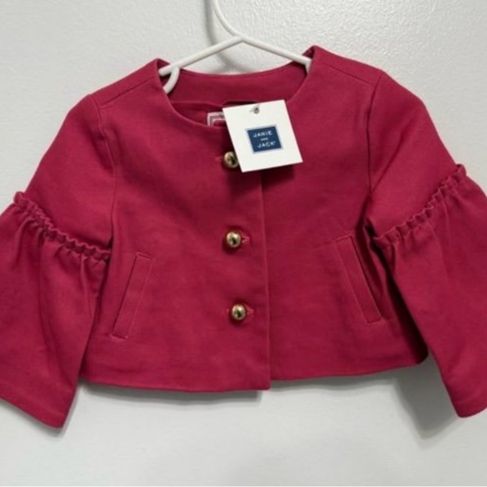 NWT! Janie and Jack Girls' Raspberry Pink cropped Dress Jacket 24 months
